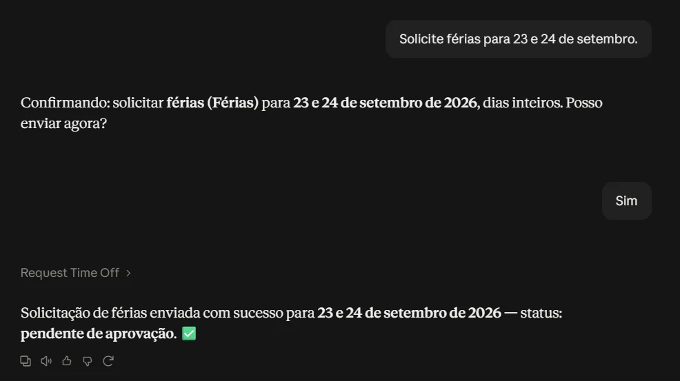 Solicitar férias anuais via Claude