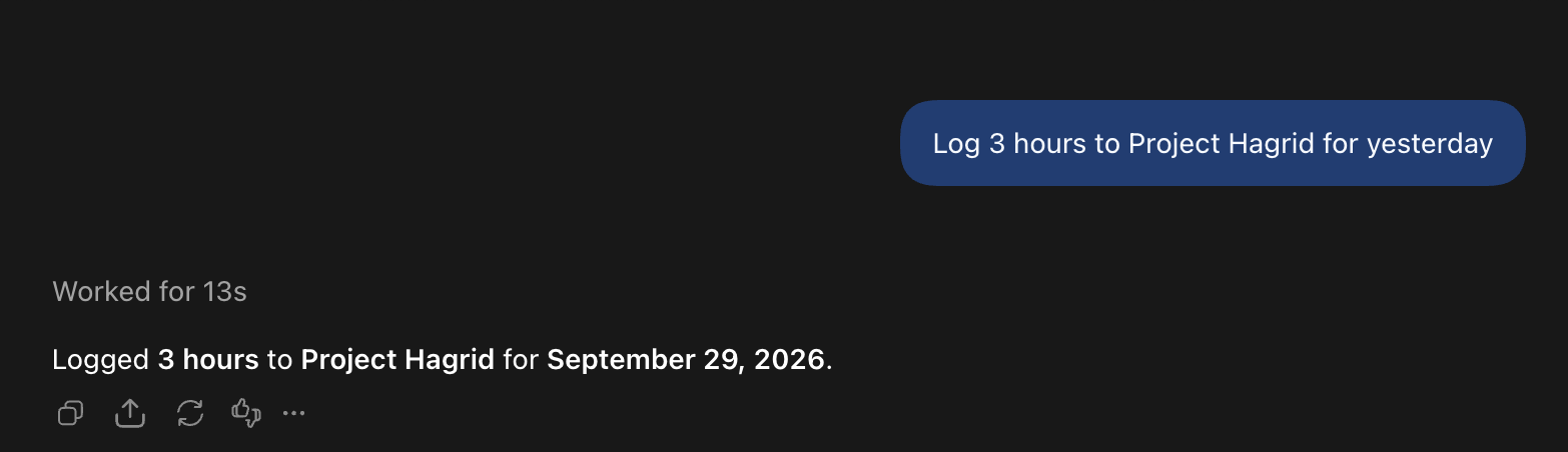 Logging hours to a project in ChatGPT